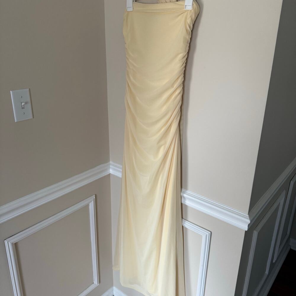 Pepper Mayo Yellow Songbird Maxi Dress Ruched Detail Summer Preppy Formal Prom - Picture 7 of 13